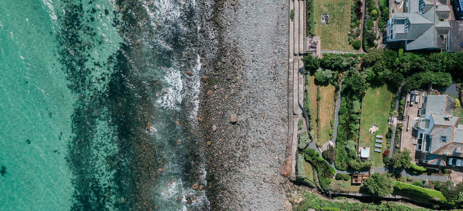 Aerial view of Beach Retreat, The Croft in Coverack